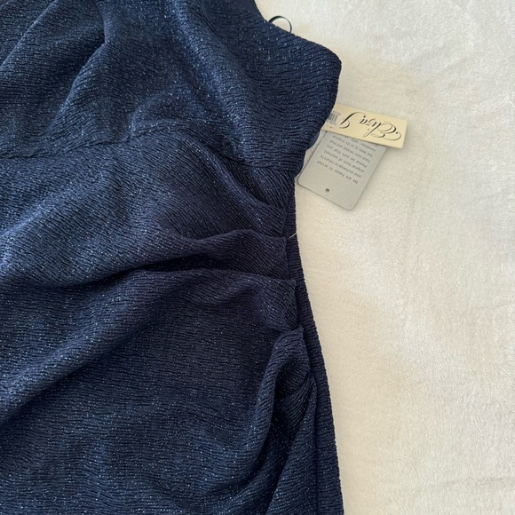 NWT Eliza J Cross Neck Sparkly Midi Halter Navy Dress Size 10 - Picture 8 of 16